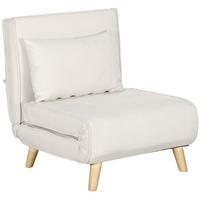 SCHLAFSESSEL, Klappbett mit Bettfunktion, Lendenkissen, für Wohnzimmer Creme - Creme/Naturfarben, Holz/Textil (78/79/72cm) - HOMCOM