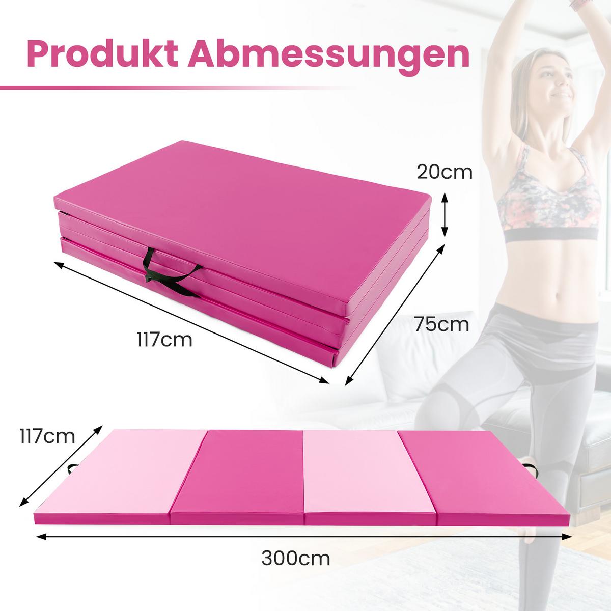 GYMNASTIKMATTE Rosenrot - Pink, Leder (300/117cm) - COSTWAY