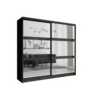 DREHTÜRENSCHRANK HEIMOR 230/215/62cm 2-türig mit Spiegel Schwarze Esche - Eschefarben, Holzwerkstoff (230/215/62cm) - MASSENO