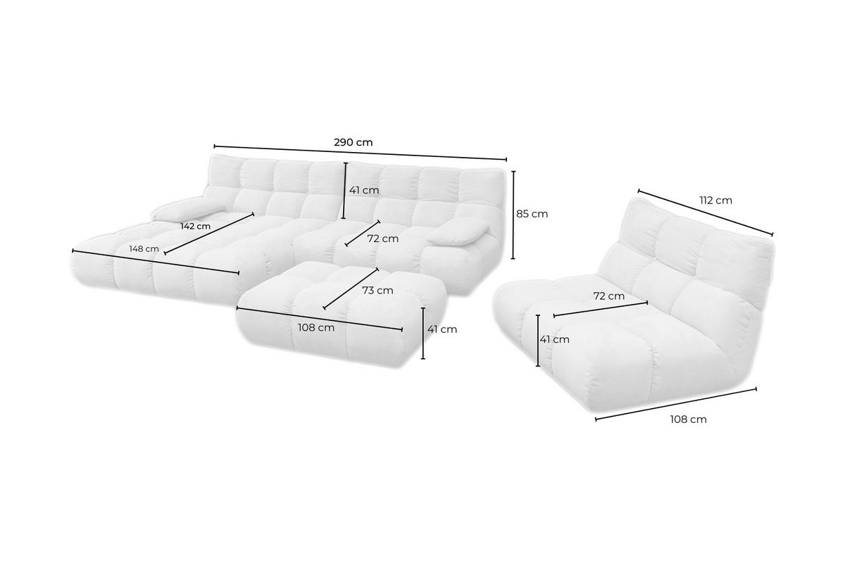SITZGRUPPE VIVIEN 3ER SET Grün Cord (1er-Set) - Olivgrün/Grün, Kunststoff/Textil (359/85/510cm) - KAWOLA