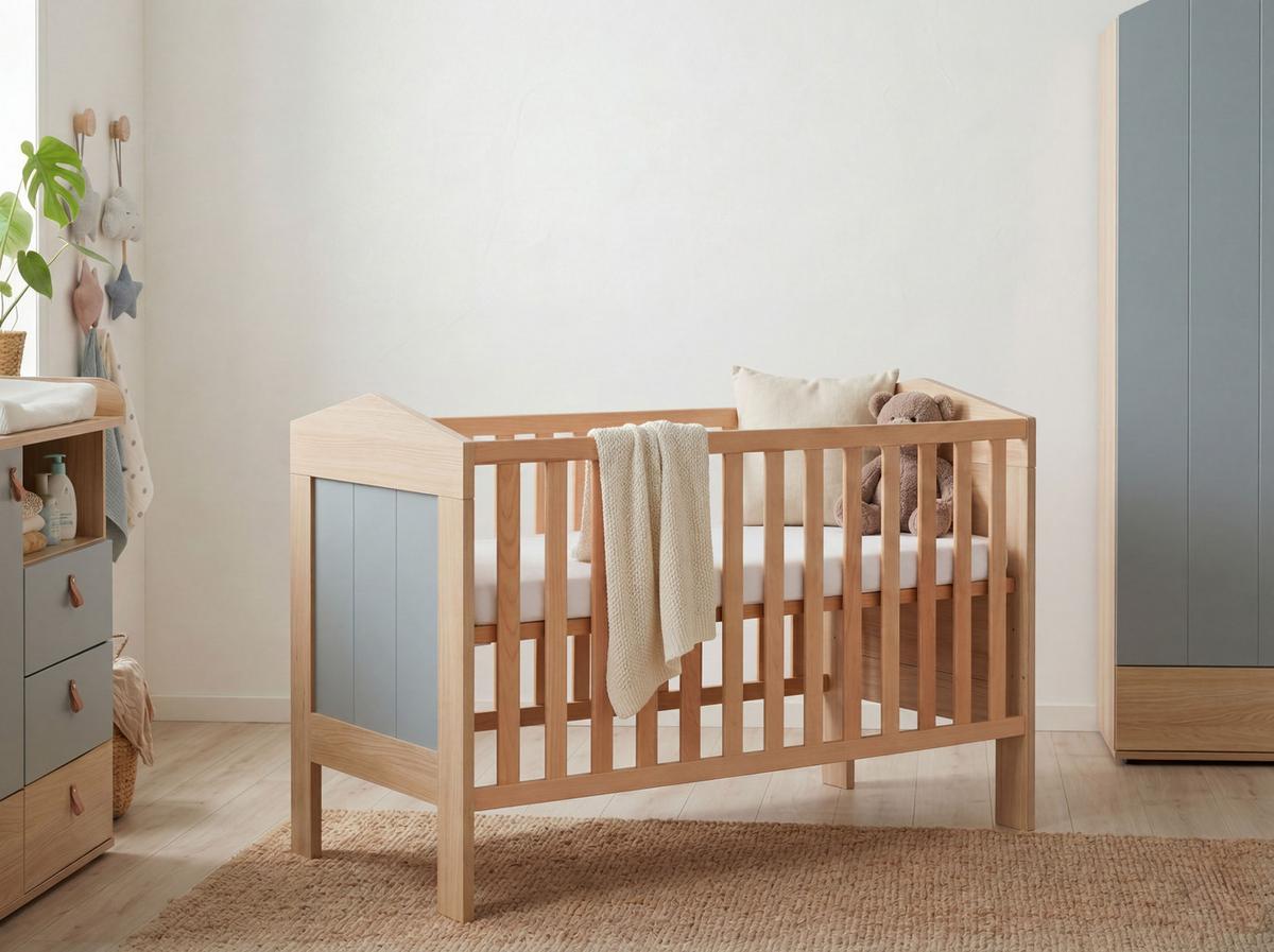 BABYBETT Roofy - Salbeigrün/Eichefarben, Holz/Holzwerkstoff - arthur berndt