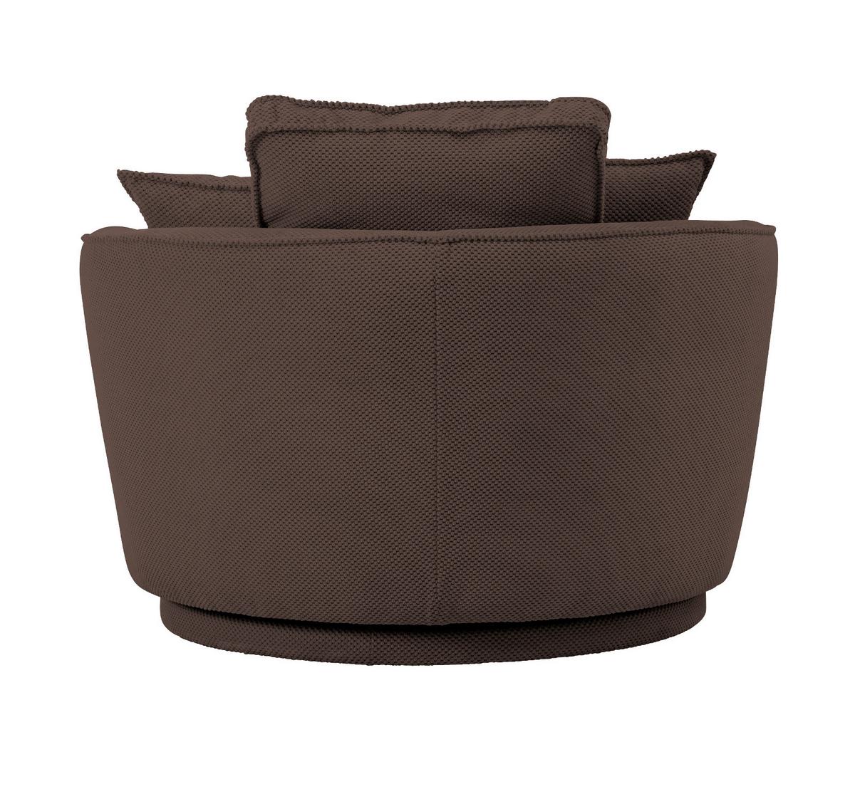 DREHSESSEL braun Web-Velours, XL Sessel 360° drehbar inklusive 3 x Kissen - Braun, Kunststoff/Textil (120/86/120cm)