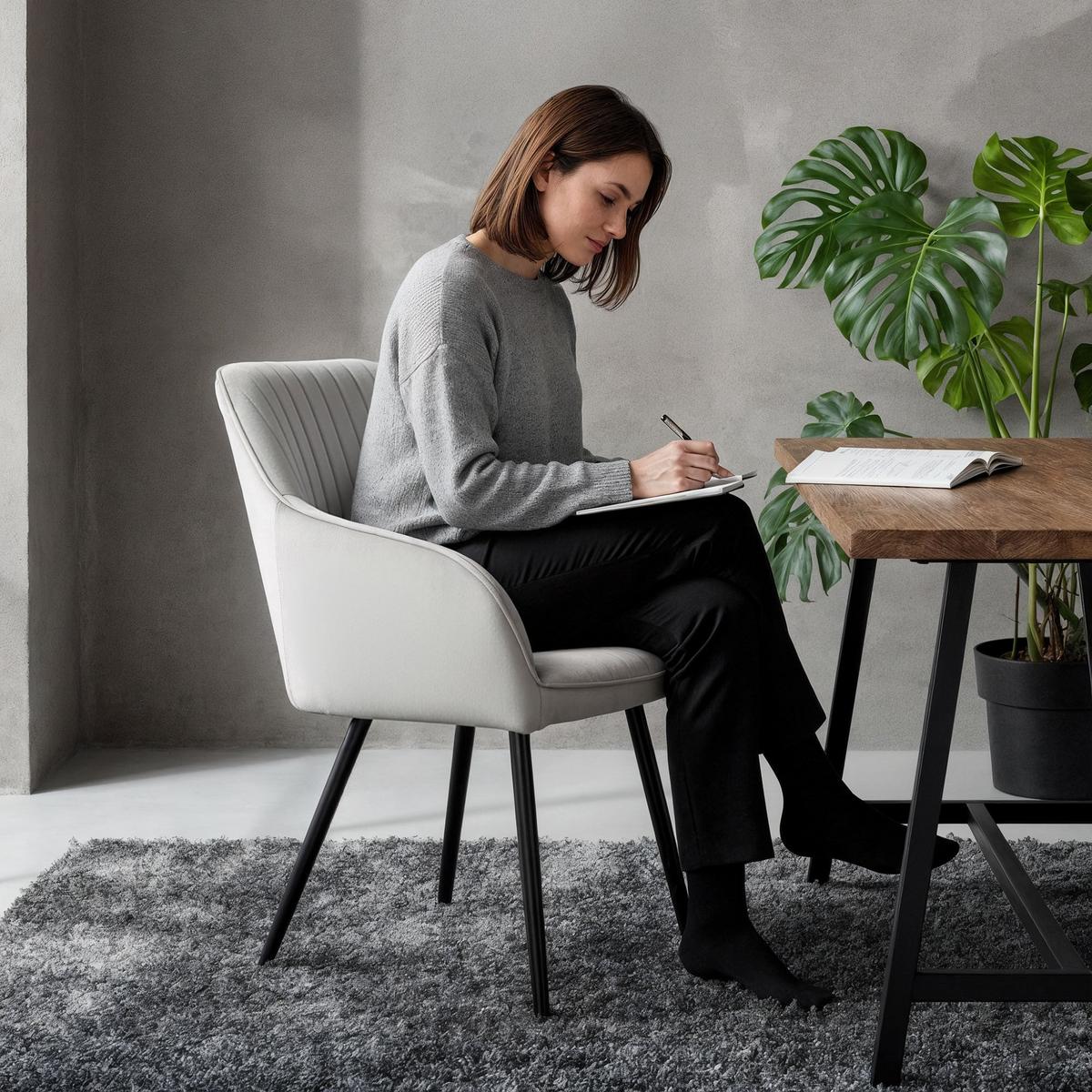 POLSTERSTUHL 2er Set, Metallbeine Grau 54,5/82/58 - Grau, Textil (55/82/52cm) - RAUMHIRSCH FURNITURE
