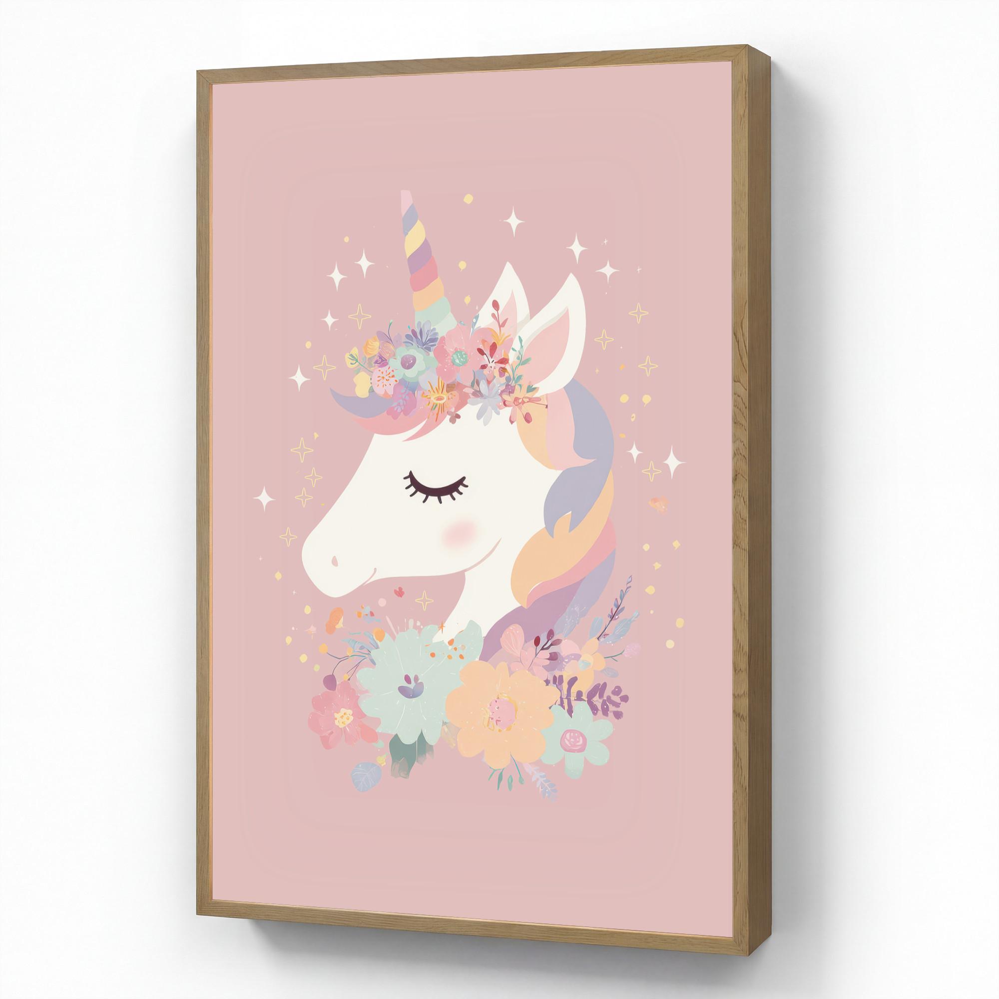 NACHTTISCHLAMPE MIT AKKU Einhorn - Rosa - Blumen 70x100 cm - Rosa, Holzwerkstoff (8/70/100cm) - OnlyWow
