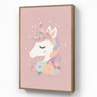 NACHTTISCHLAMPE MIT AKKU Einhorn - Rosa - Blumen 60x90 cm - Rosa, Holzwerkstoff (8/60/90cm) - OnlyWow