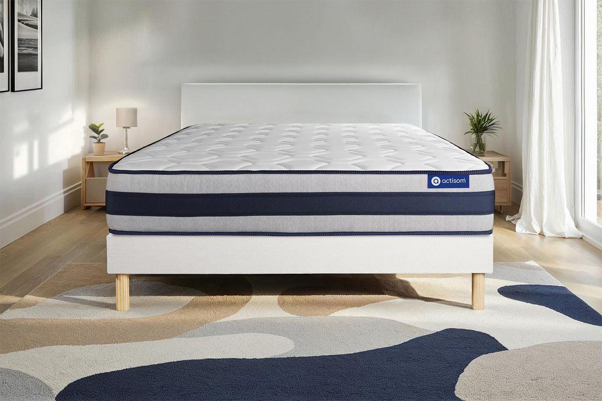 BETT Actilatex ergo Latex und Memory-Schaum 80 x 200 cm h3 - Kit Bettgestell Weiß - Beige/Weiß, Karton/Holz (80/200cm) - ACTISOM