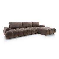 ECKSOFA GARDA Braun Chenille mit Schlaffunktion - Braun, Holz (280/131cm) - MASSENO