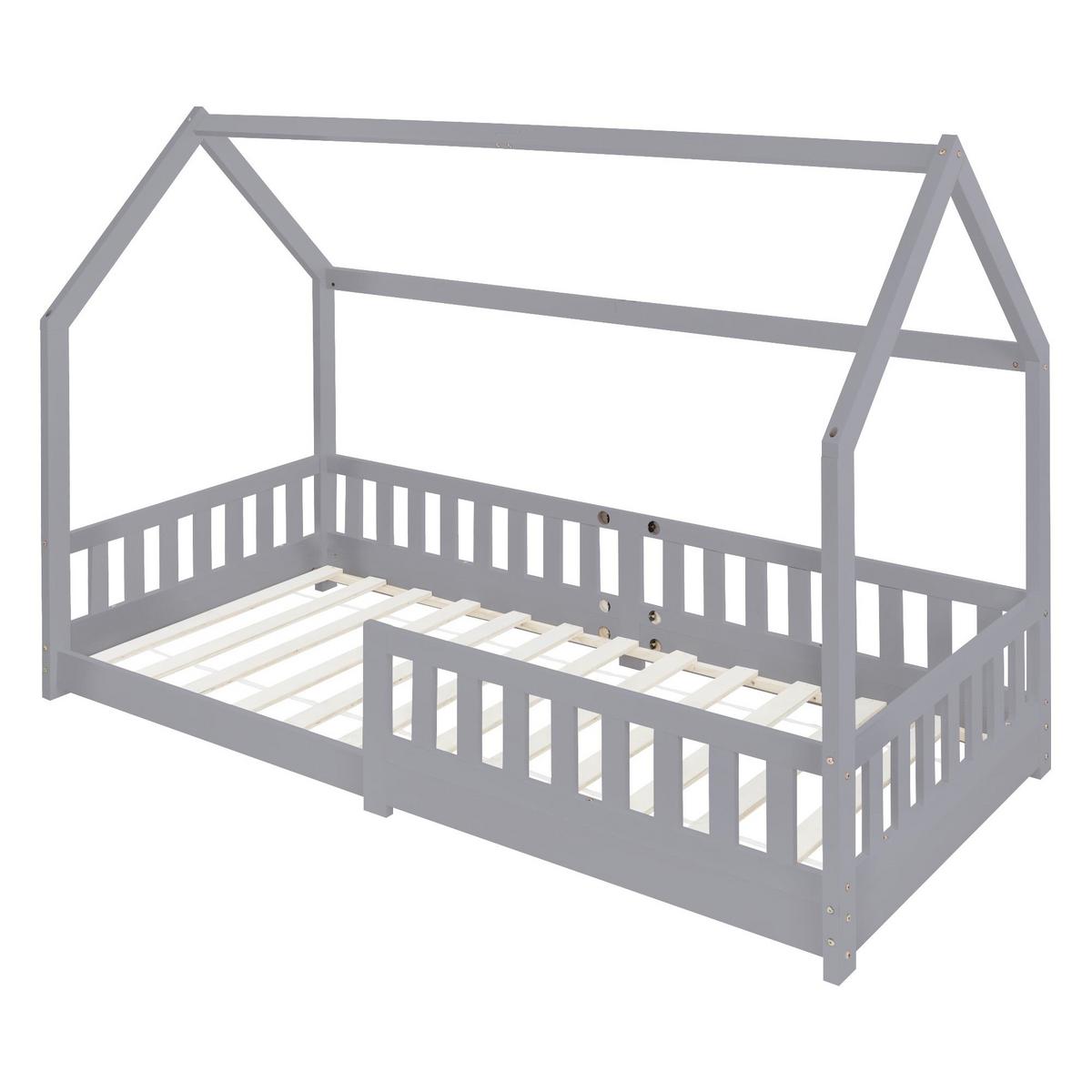 KINDERBETT mit Dach 90x200 cm Hellgrau - Hellgrau, Holz (90/200cm) - ML-DESIGN