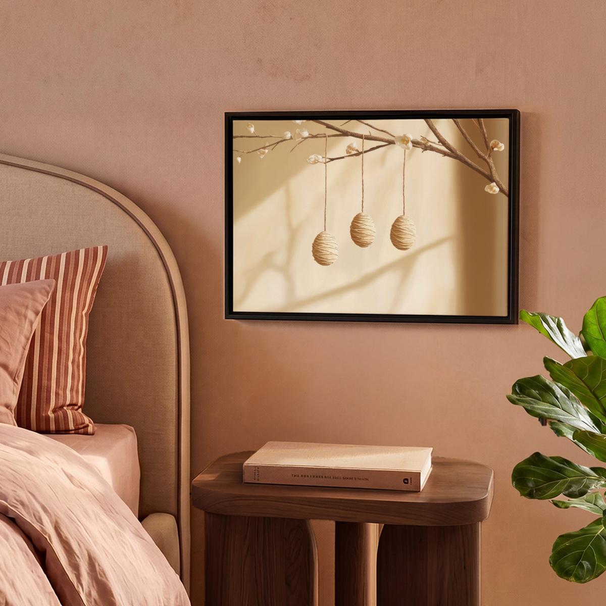 LEINWAND Bilder mit Rahmen - Beige - Osterkuchen - Eier - 40x30 - Beige, Textil (40/30cm) - MuchoWow