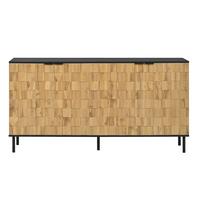 SIDEBOARD holzoptik & mosaik-design mit 2 türen & schwarzen metallfüßen - Naturfarben, Holzwerkstoff (160/80.5/35cm) - Urban Meuble