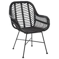 RATTANSTUHL Rattan Schwarz Canora - Schwarz, Naturmaterialien/Metall (64/89/51cm) - Beliani