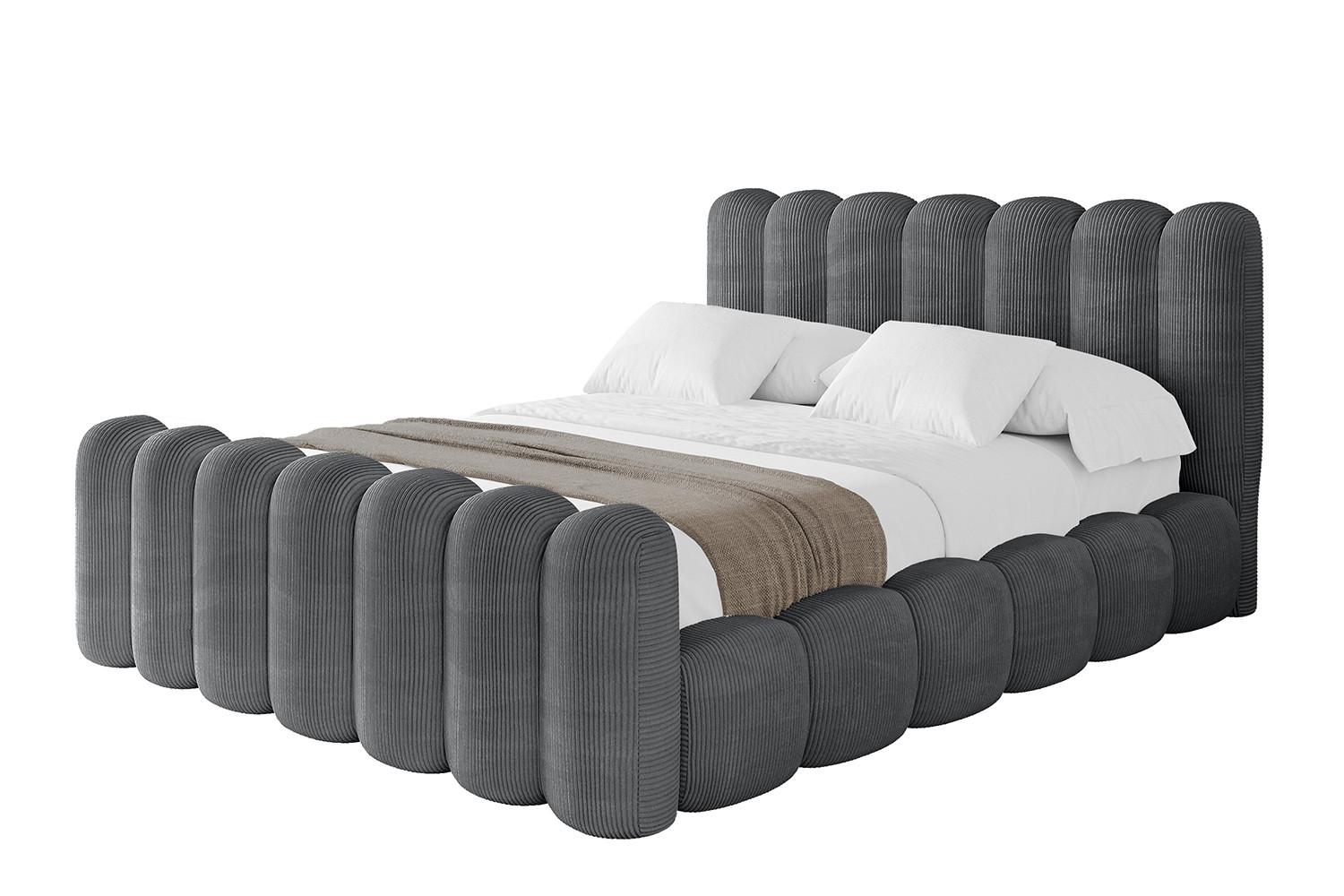 POLSTERBETT mit Bettkasten, Fußteil und Lattenrost, Boxbett ohne Matratze - SENA-Z 200x200 Dunkelgrau - Anthrazit, Holzwerkstoff/Textil (200/200cm) - ALTDECOR