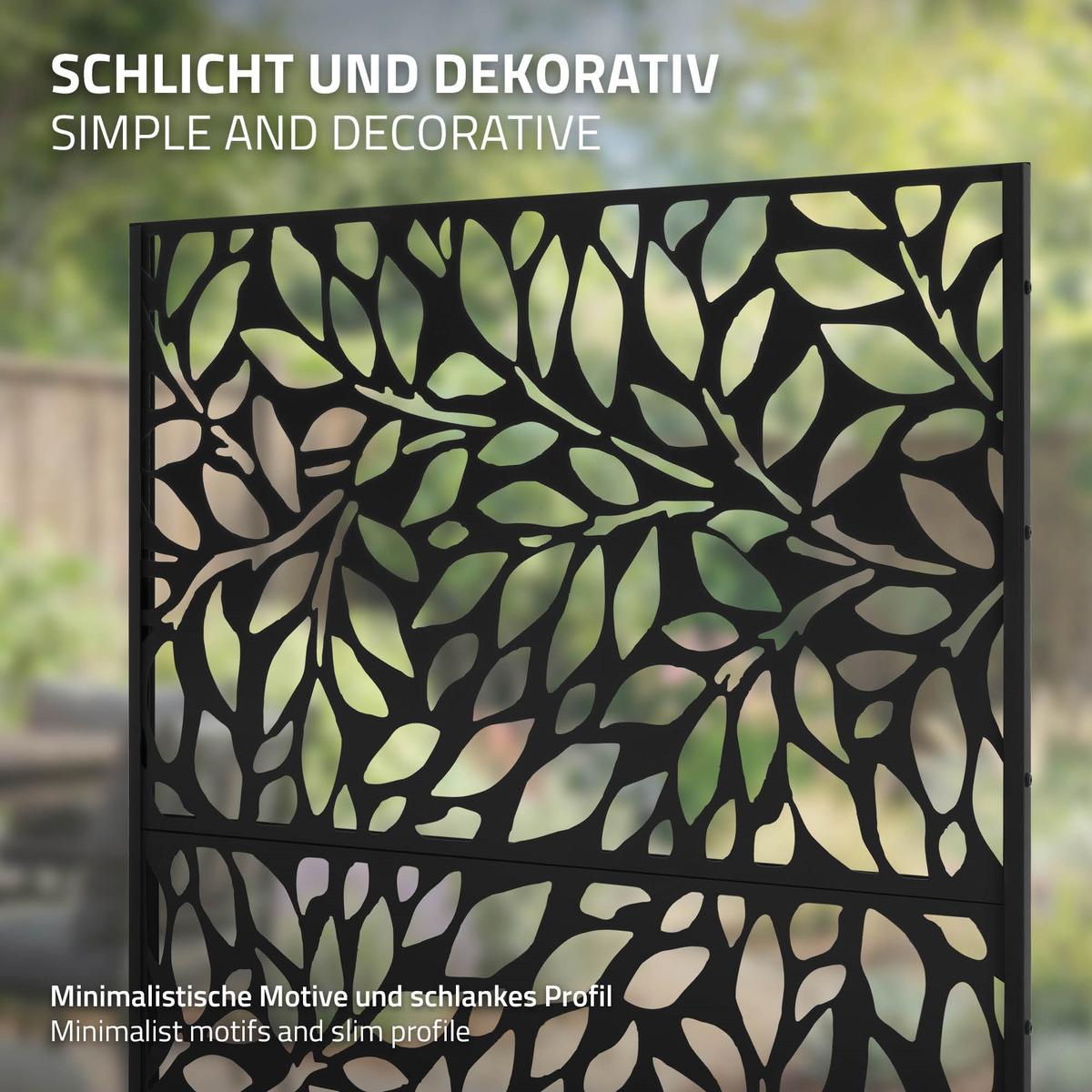 METALL-SICHTSCHUTZ Firenze 90x180 cm Schwarz aus Stahl - Schwarz, Metall (90/183cm) - ML-DESIGN