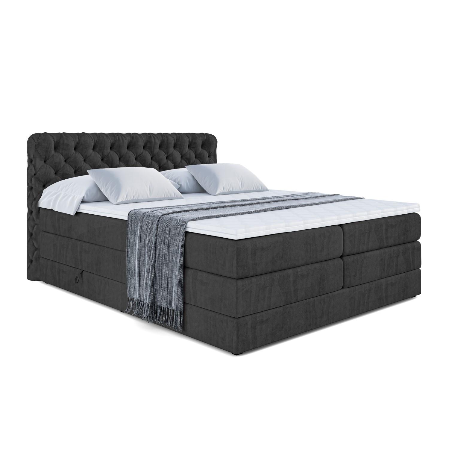 BOXSPRINGBETT BOXI8 KING - 140x200 - H3/H4 - Schwarz - Schwarz, Holzwerkstoff (140/200cm) - ALTDECOR