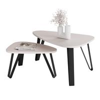 SATZTISCH NOA Stahlgestell, Freiform, Schwarz / Kaschmir - Kaschmir/Schwarz, Holzwerkstoff/Metall (94/60/42cm) - Idohome