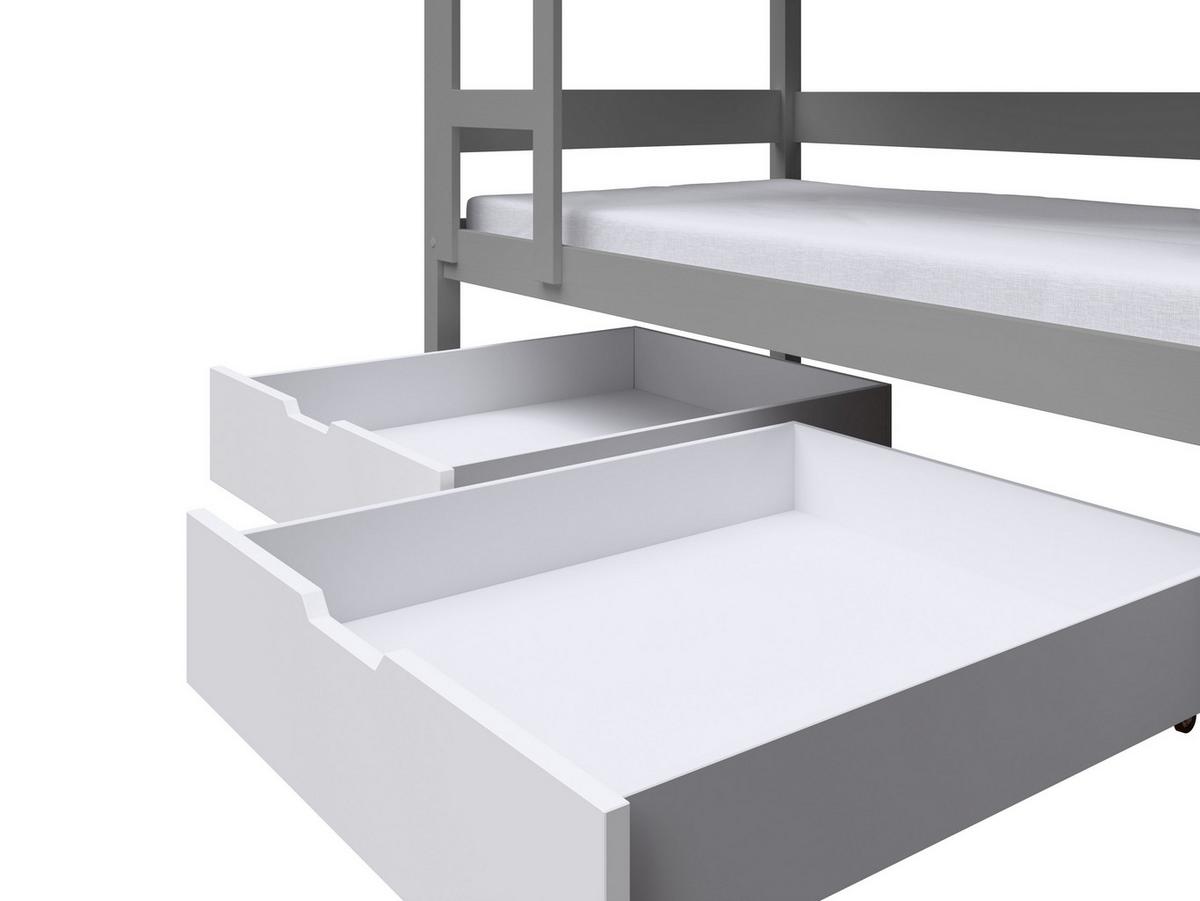 ETAGENBETT TAMI mit Bettkasten 80x160 cm Hellgrau - Hellgrau/Weiß, Holz (80/160cm) - MASSENO