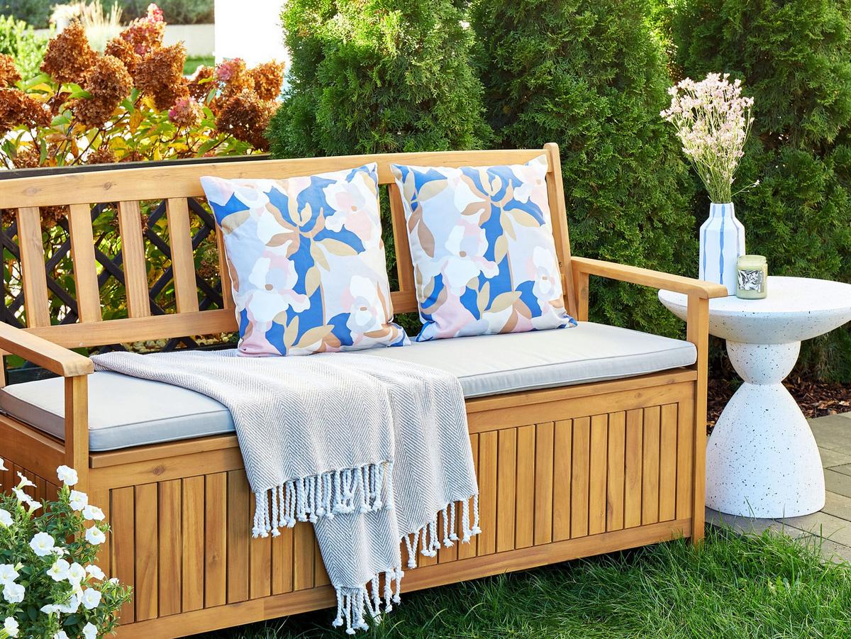 GARTENKISSEN 2er-Set Blumenmuster mehrfarbig 45/45 cm Verezzi - Multicolor, Textil (45/45cm) - Beliani