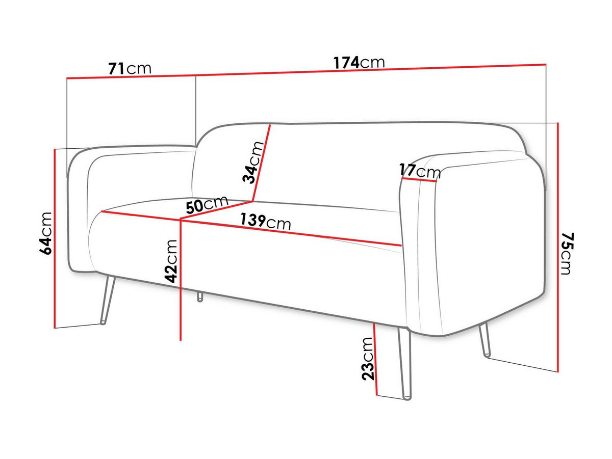 SOFA Nami 2 - Beige/Goldfarben, Holz/Textil (174/75/71cm) - MIRJAN24