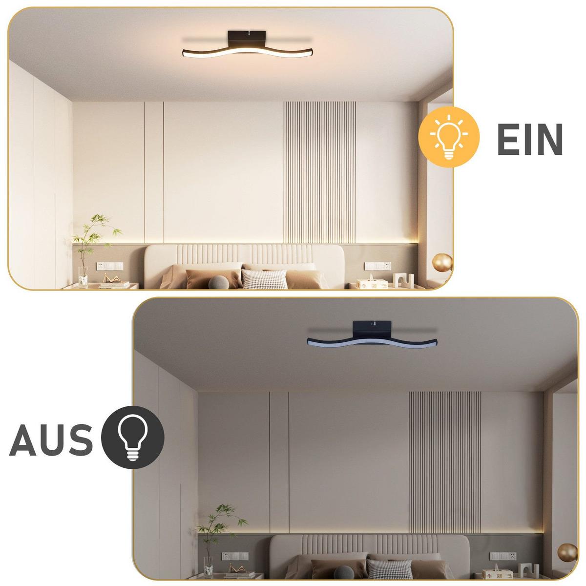 LED-DECKENLEUCHTE Leavitt 7/34.5/5.5cm - Schwarz, Kunststoff (34.5/7/5.5cm) - Nettlife