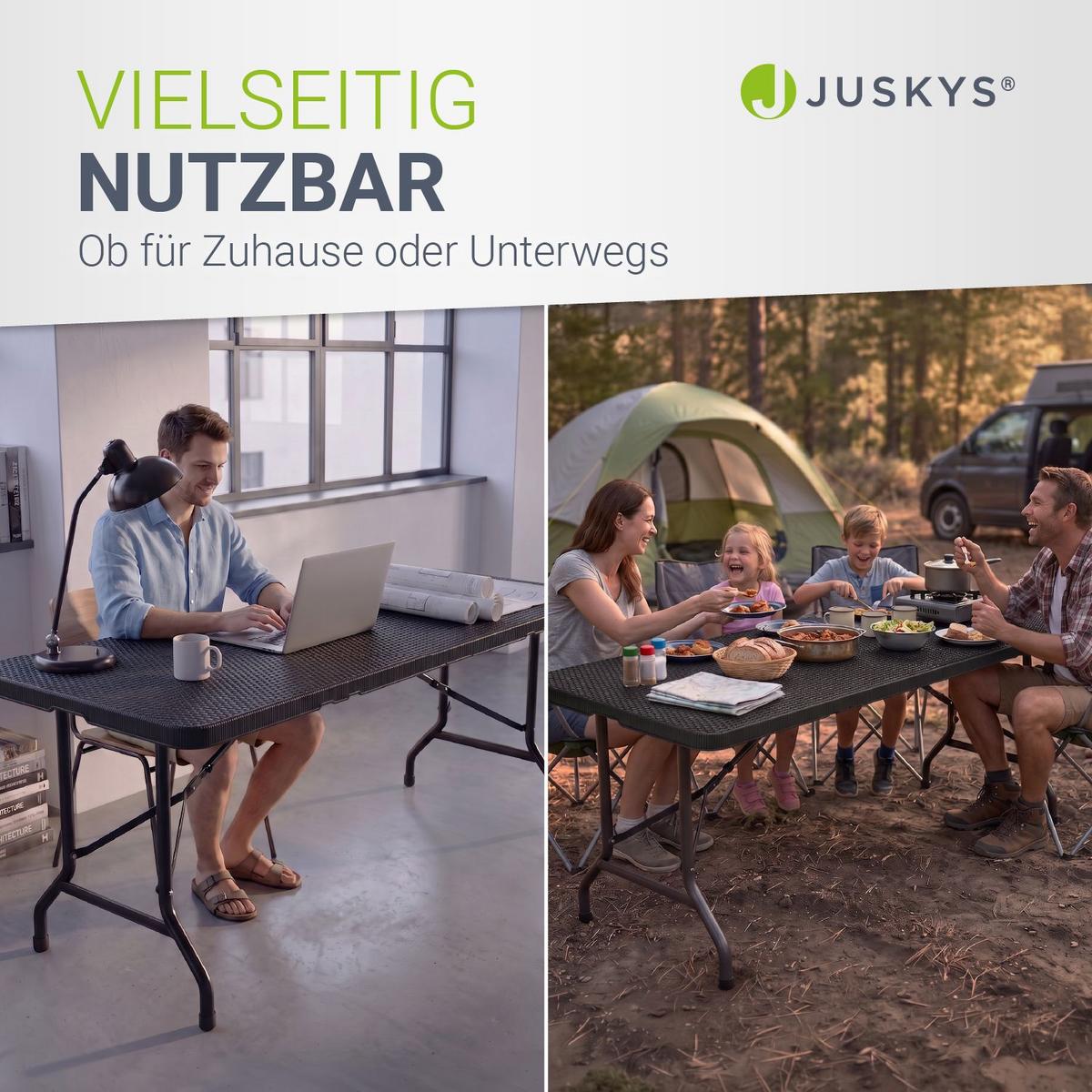 GARTENTISCH Easyfold klappbar schwarz - Schwarz, Kunststoff (180/74/74cm) - Juskys