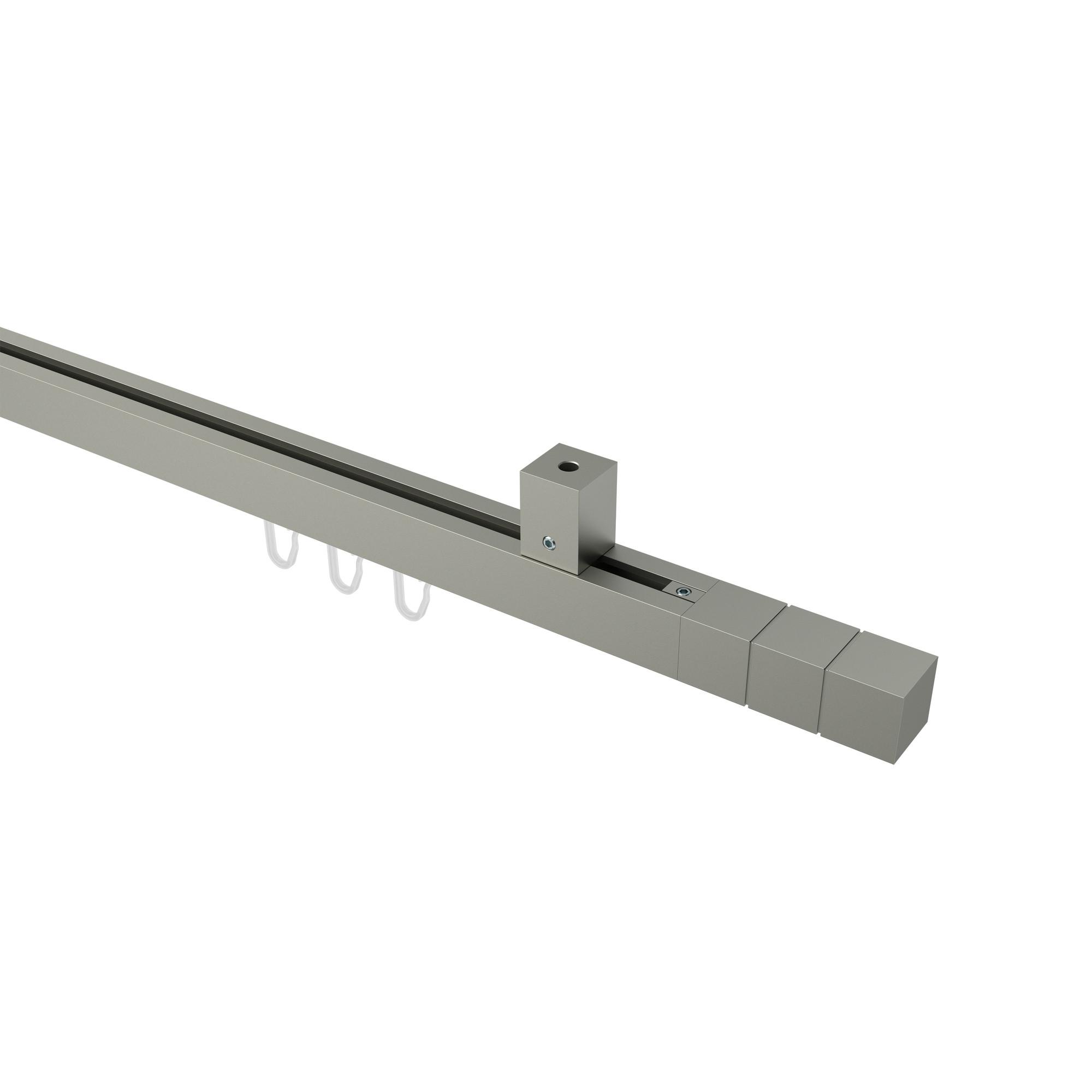 GARDINENSTANGE INNENLAUF Quadline Cubes 200 cm, 1-läufig, 20x20 mm Satin-Silber - Silberfarben, Metall (200cm) - INTERDECO