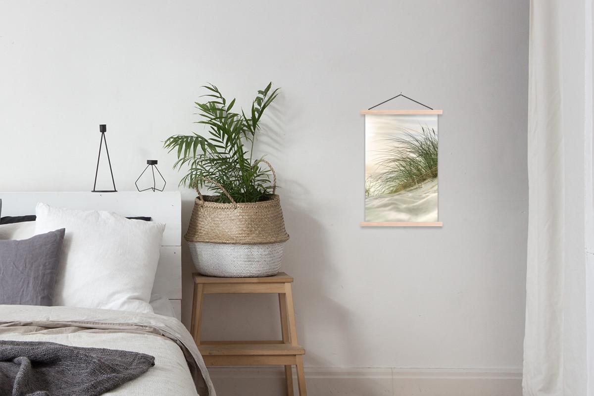 POSTER MIT MAGNETLEISTEN Dünen mit Strandhafer in der Sonne des Nationalparks Schleswig-Holsteinisches Wattenmeer Deko Wohnzimmer 40x60 cm - Creme, Textil (40/60/0.15cm) - MuchoWow