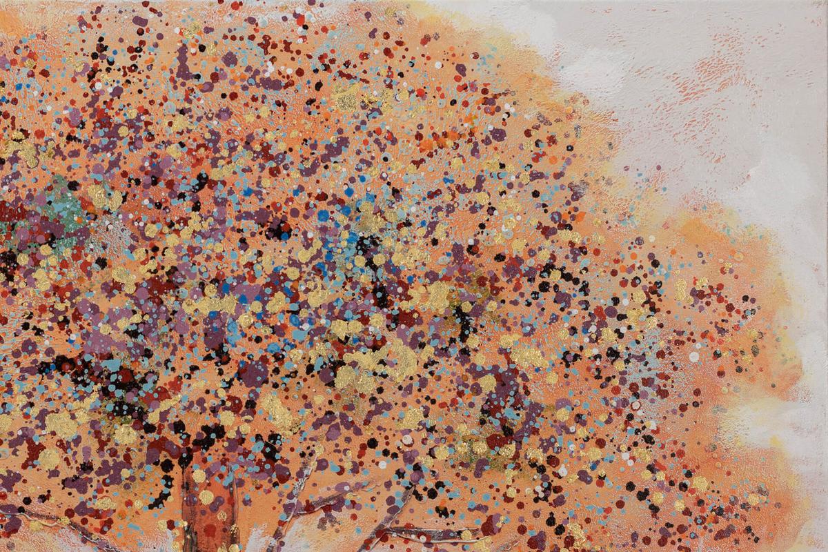 ACRYLBILD HANDGEMALT 100/70 cm - Rot/Orange, Holz/Textil (100/70cm) - KUNSTLOFT