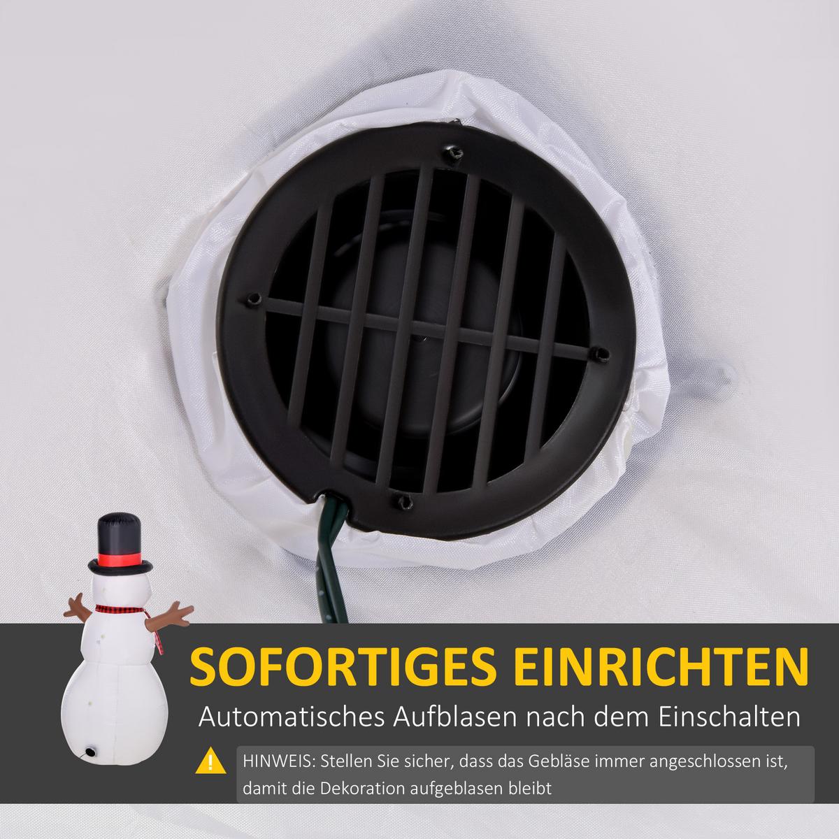 WEIHNACHTEN aufblasbarer Schneemann 1,82 m Dekoration LEDs wetterfest Polyester - Multicolor, Kunststoff (80/182/100cm) - HOMCOM