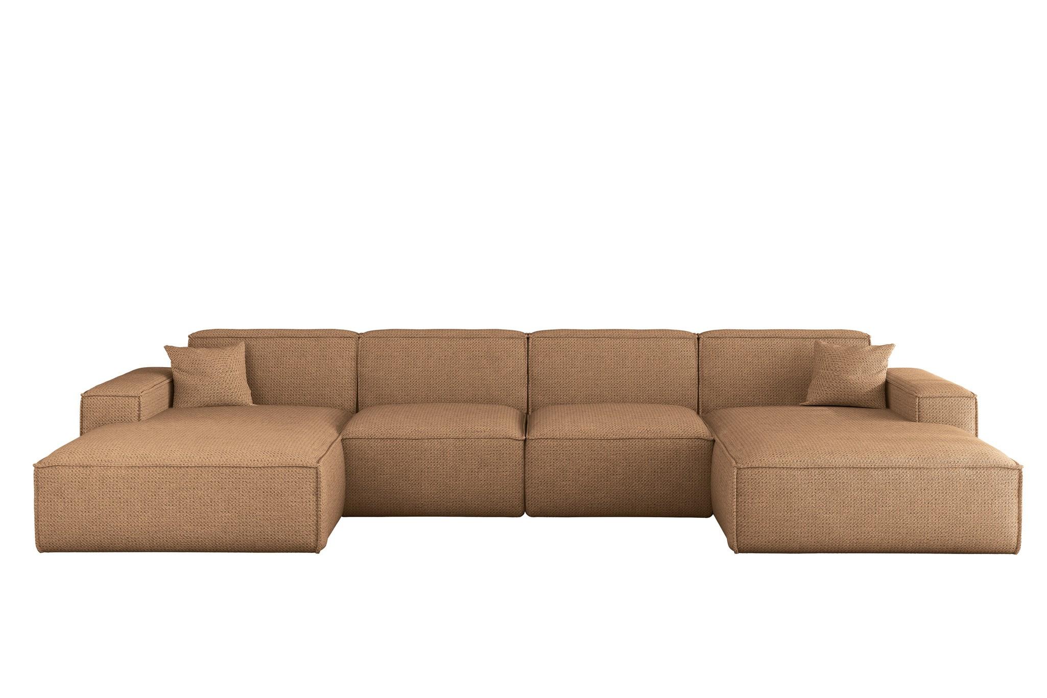WOHNLANDSCHAFT Celes Premium In Artico - Rotbraun, Holzwerkstoff/Textil (378/73/165cm) - Fun Möbel