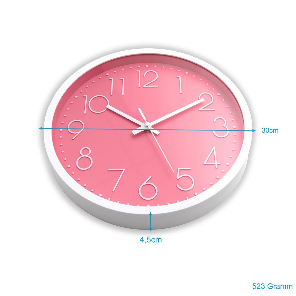 WANDUHR 30.5 cm - Pink, Kunststoff (30.5/30.5/4.5cm) - Intirilife