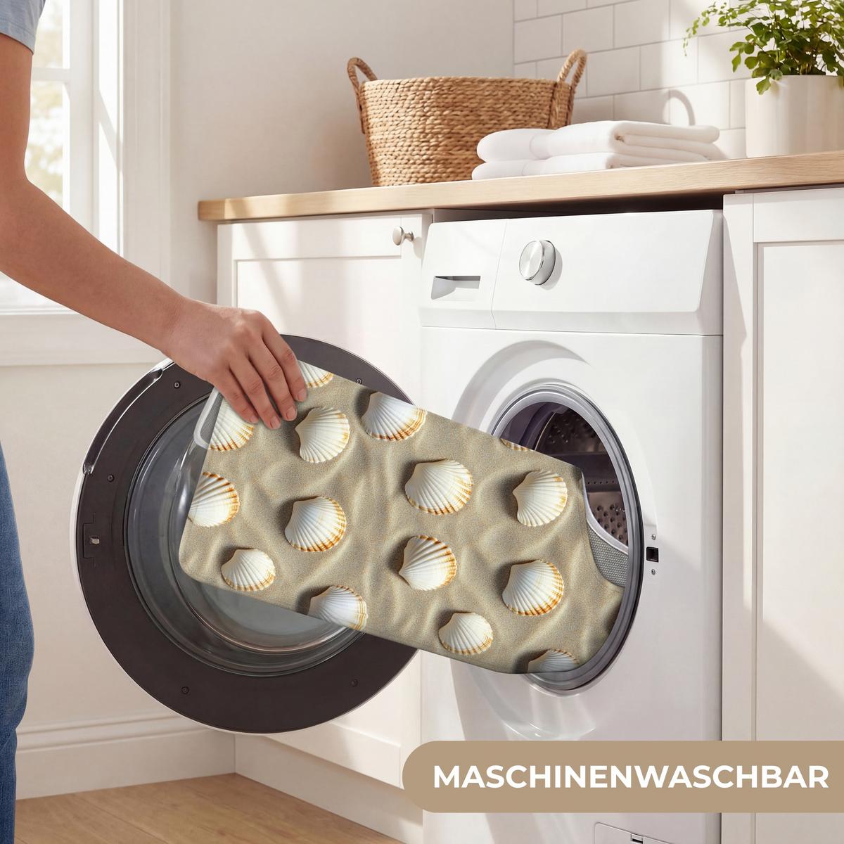 WC-VORLEGER Muscheln - Sand - Maritim Toilettenvorleger 55x60 cm - Sandfarben, Textil (55/1cm) - OnlyWow