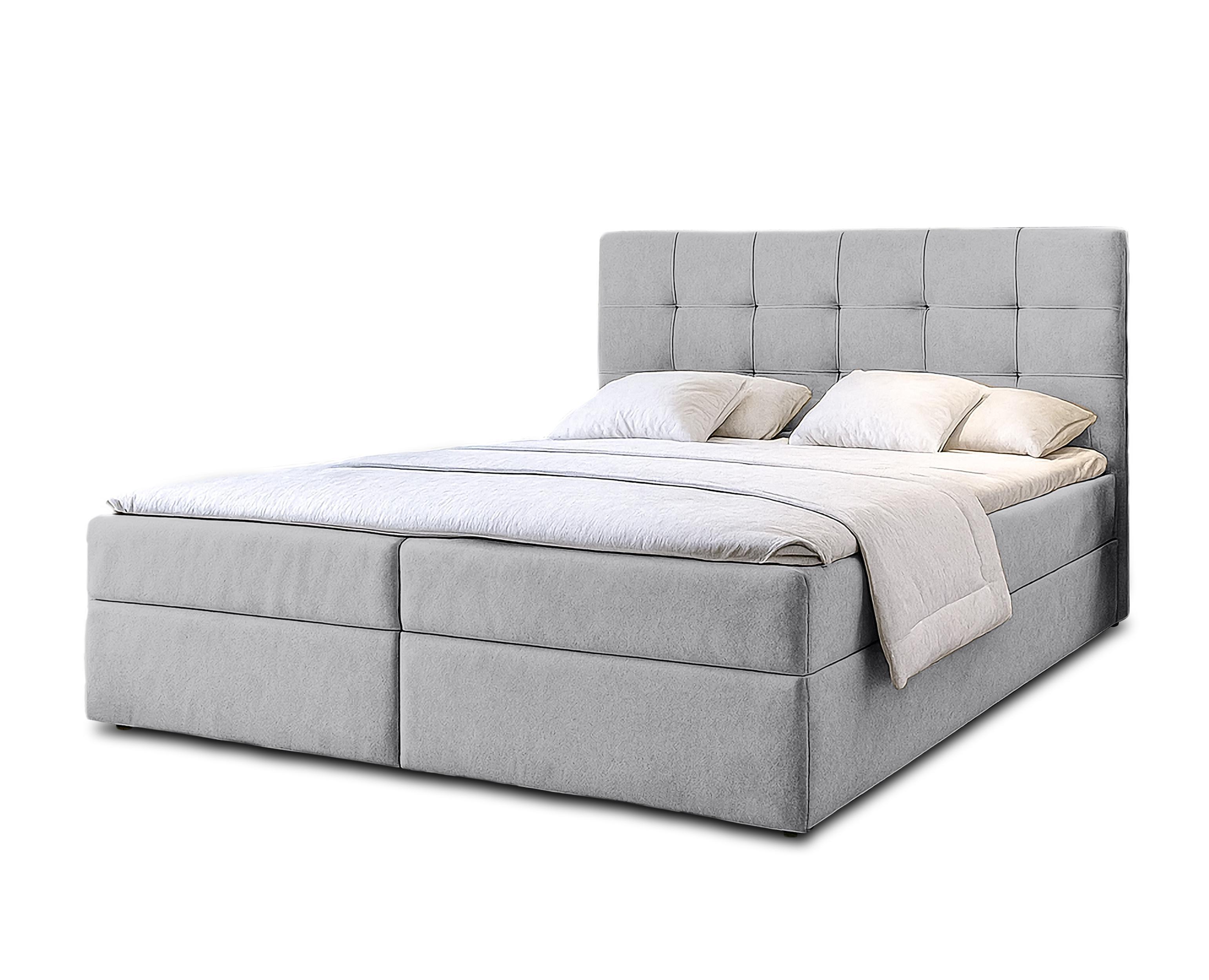 BOXBETT GECETENI 160x200 cm mit Bettkasten und Matratze - Grau + TOPPER - Schwarz/Grau, Holz/Holzwerkstoff (160/200cm) - AX Living