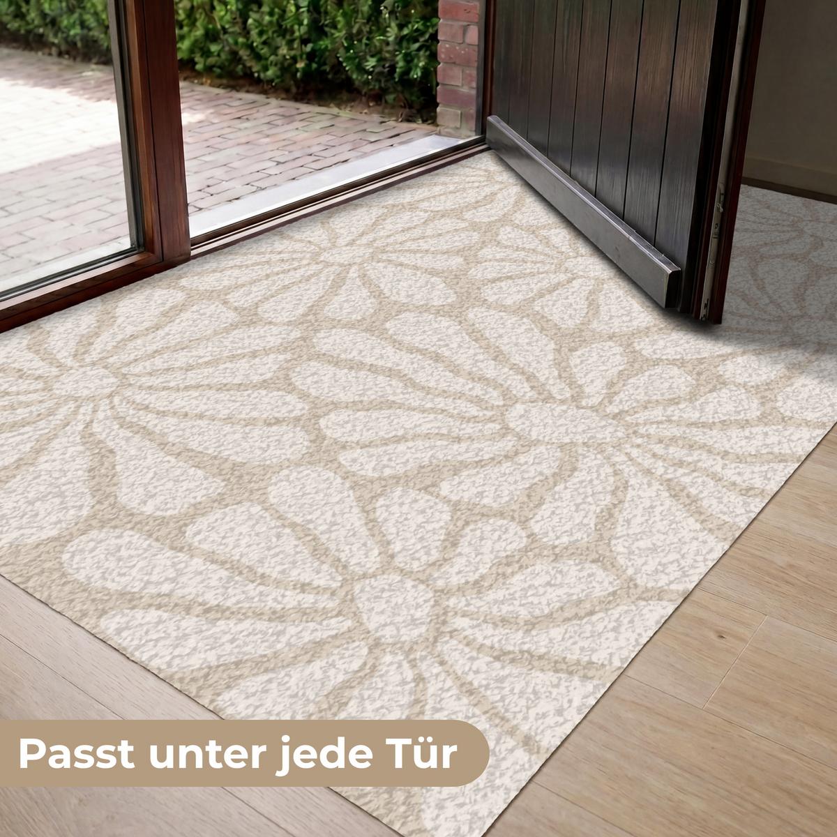 FUSSMATTE Floral - Druck - Beige - Braun - Minimalistisch Schmutzfangmatte 150x90 cm - Sandfarben, Kunststoff (150/0.4cm) - MuchoWow