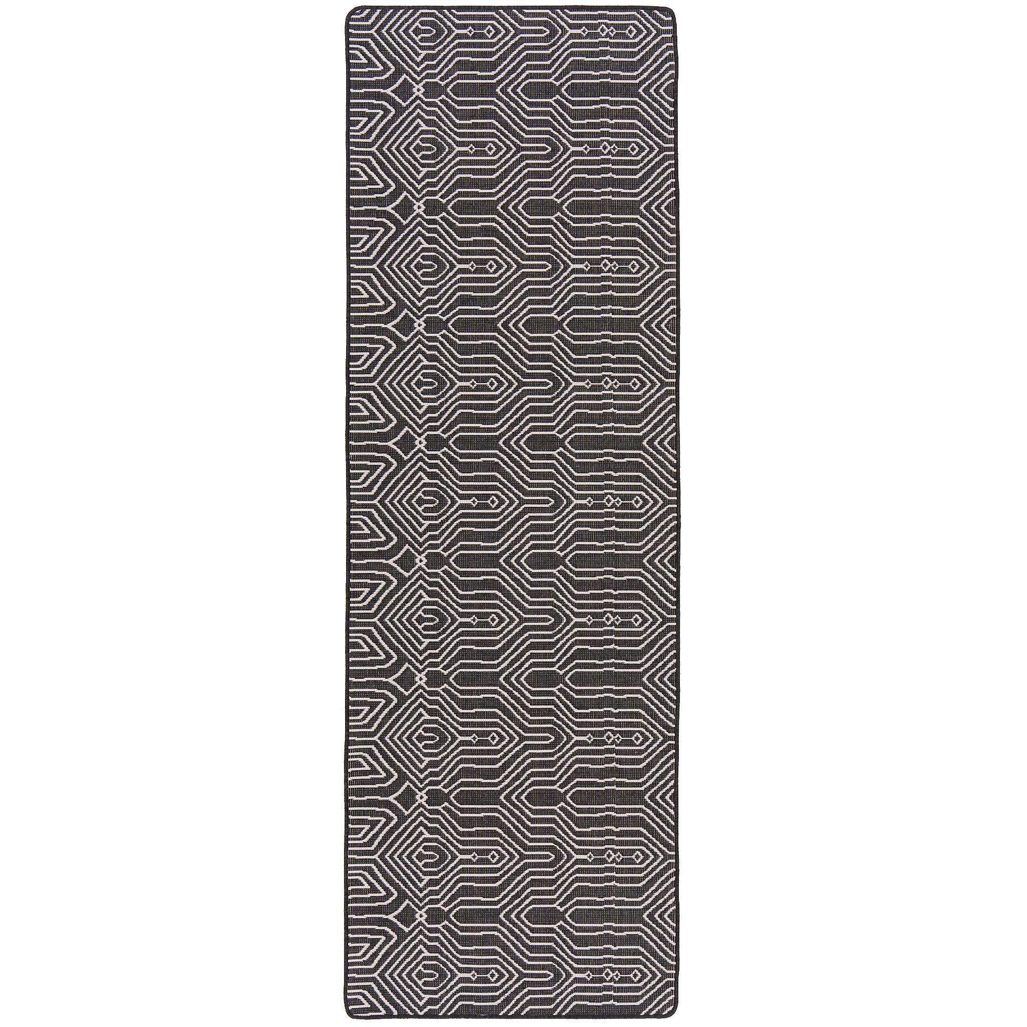 IN- UND OUTDOOR TEPPICH LÄUFER BEIDSEITIG NEWPORT - Schwarz, Textil (100/100cm) - Snapstyle