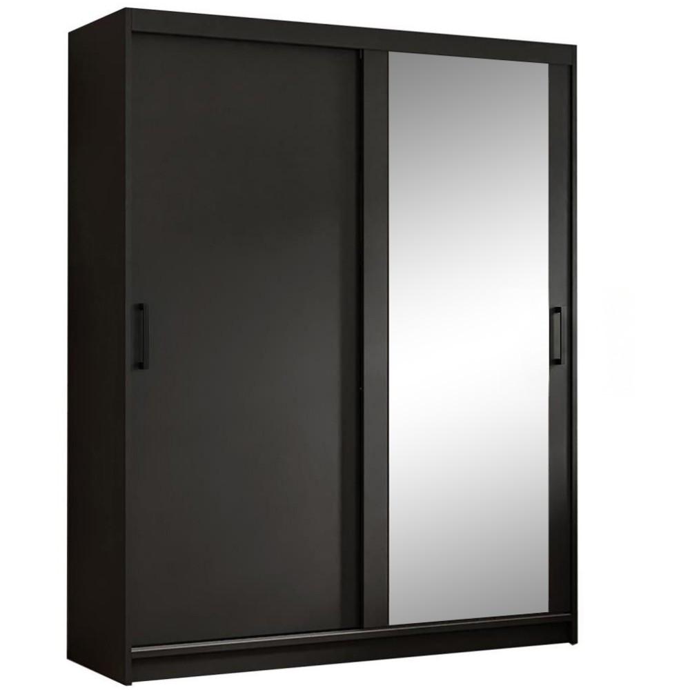 SCHWEBETÜRENSCHRANK Hela mit 2 Türen. 160 cm, Schwarz - Schwarz, Holzwerkstoff (160/205/60cm) - Beautysofa