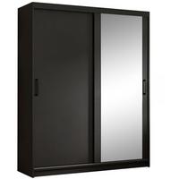 SCHWEBETÜRENSCHRANK Hela mit 2 Türen. 160 cm, Schwarz - Schwarz, Holzwerkstoff (160/205/60cm) - Beautysofa