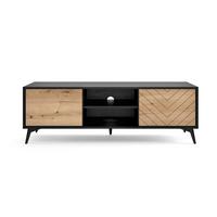 LOWBOARD DIAMANTE 153,4x39x49,7 cm mit 2 Türen Schwarz - Goldfarben/Schwarz, Holzwerkstoff (153.4/49.7/39cm) - MASSENO