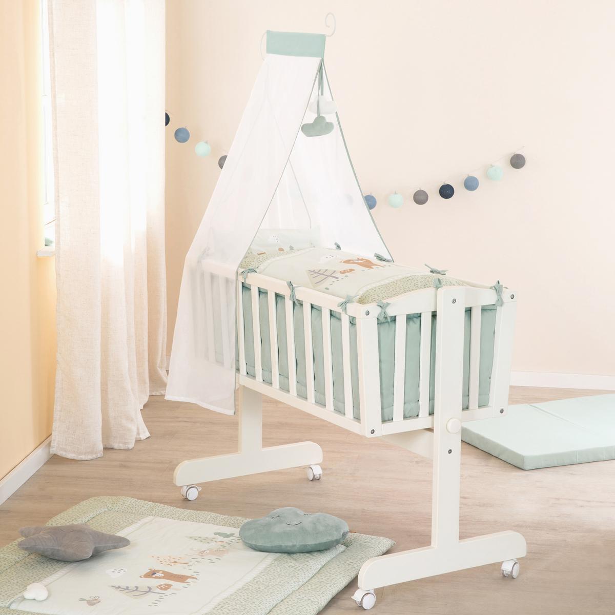 BABYWIEGENSET Woodland Buddies - Weiß, Holzwerkstoff/Textil (40/90cm) - Roba
