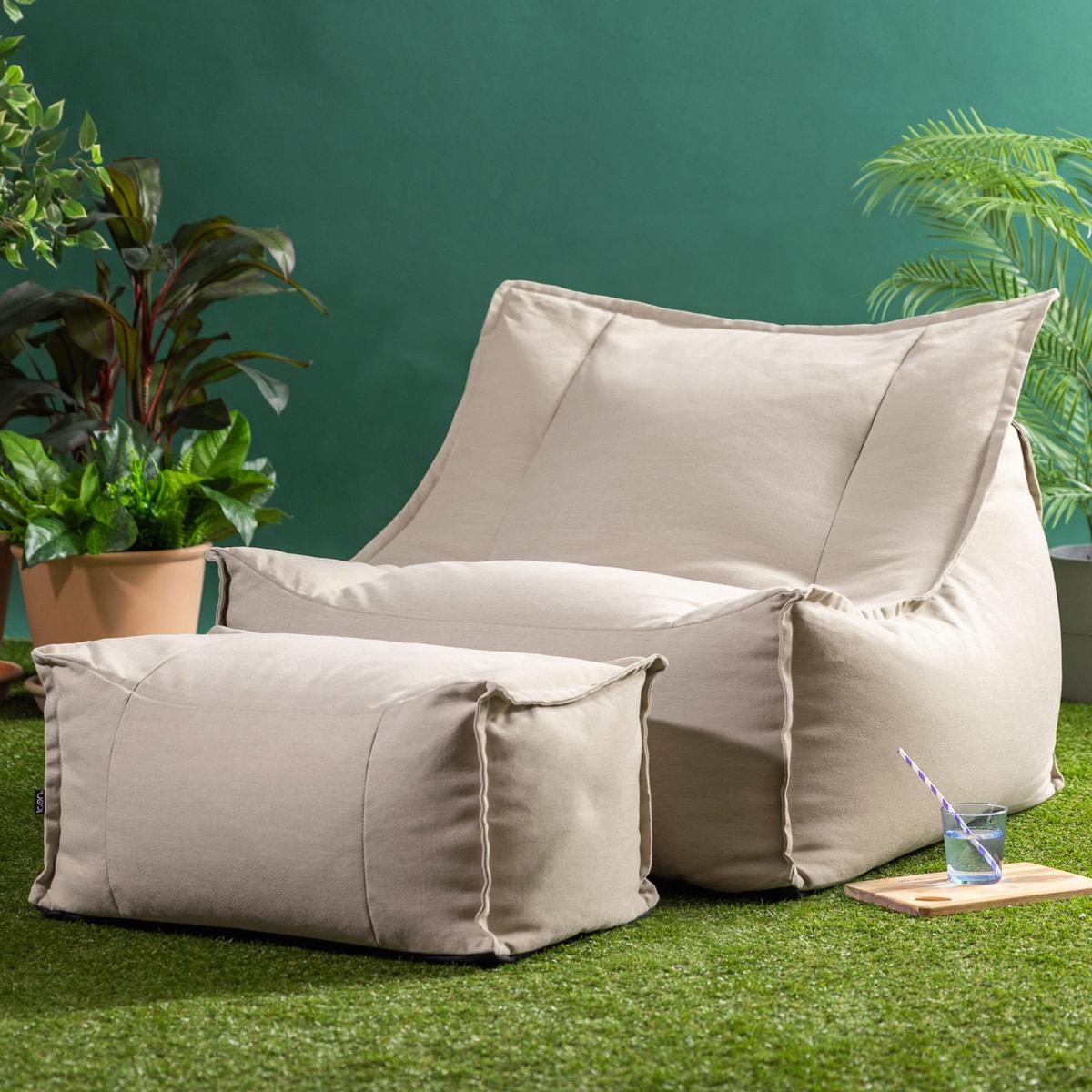 SITZSACK Outdoor-Sessel Alto + Hocker - Beige, Textil (94/75/94cm) - icon