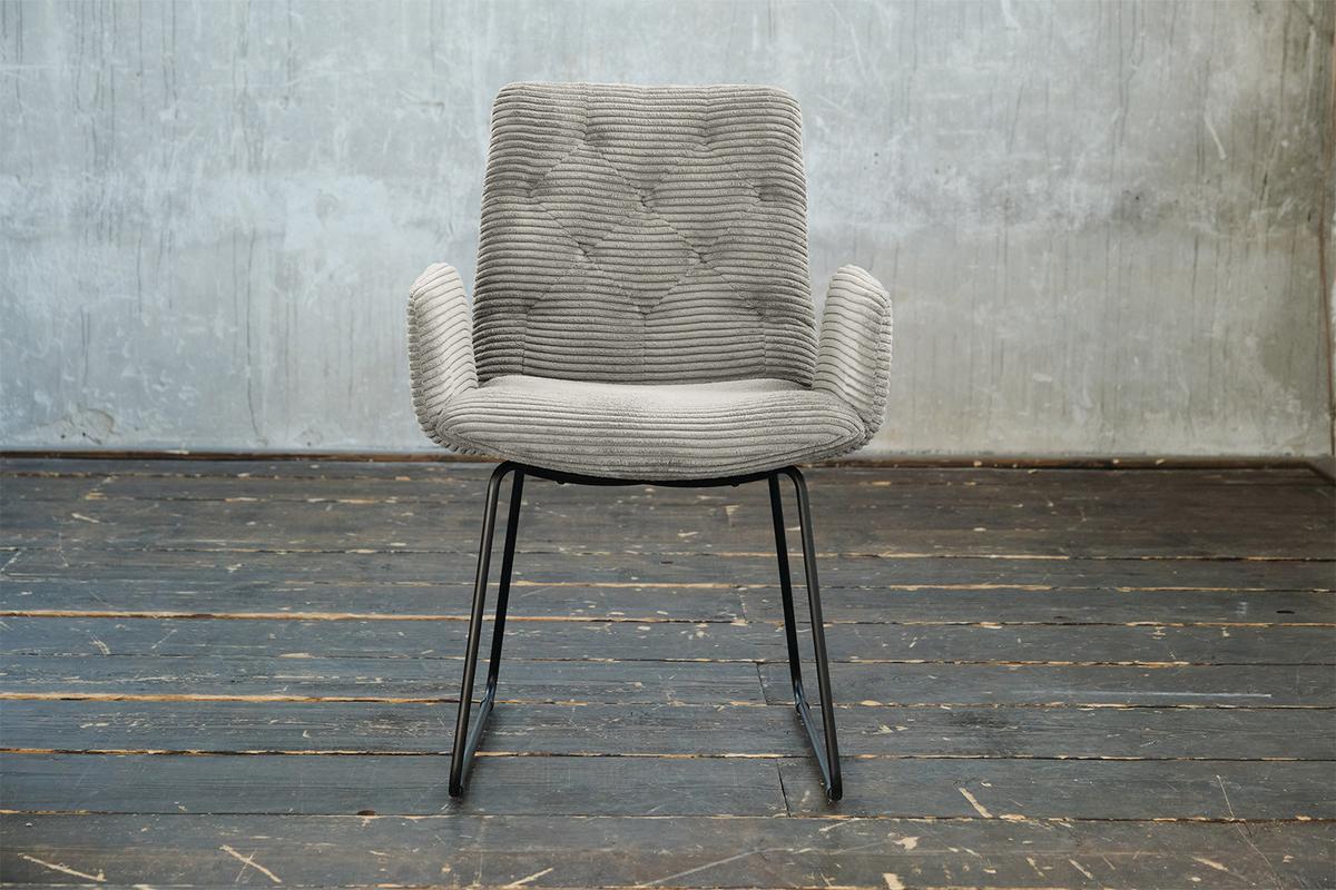 STUHL NEW CHARME Steingrau Cord (1er-Set) - Greige/Grau, Textil (59/87/66cm) - KAWOLA