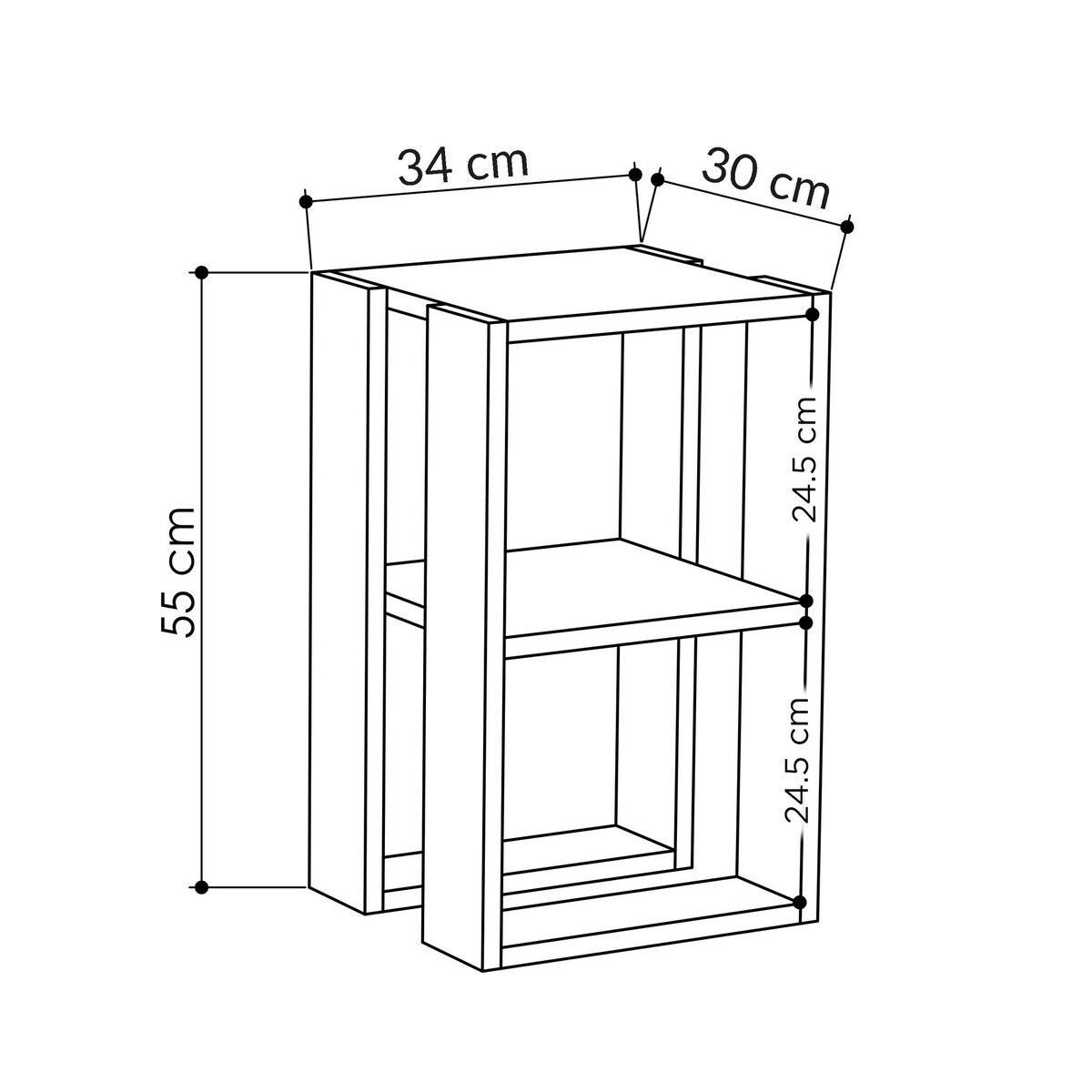 NACHTTISCH Weiß H55 cm – LORRIE - Weiß, Holzwerkstoff (30/55/34cm) - Calicosy