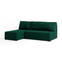 ECKSOFA DOMIRA Grün Plüsch-Stoff mit Schlaffunktion - Grün, Holz (200/141cm) - MASSENO