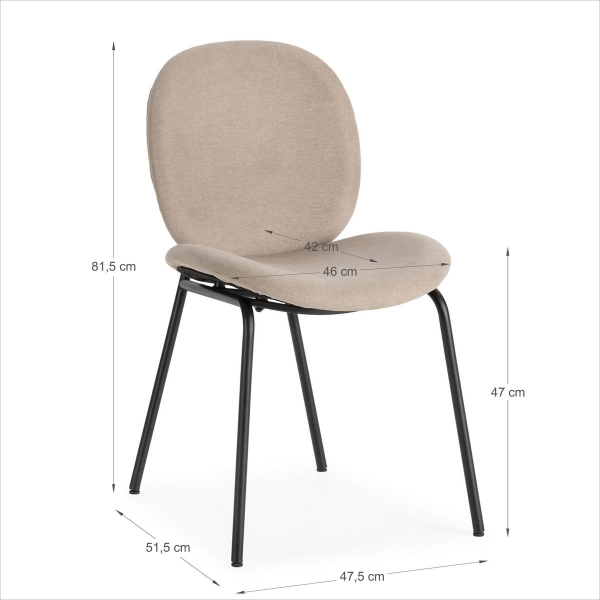ESSZIMMERSTUHL Cori Beige 45/58/47 cm 2er-Set - Beige, Textil (58/47/45cm) - Calicosy