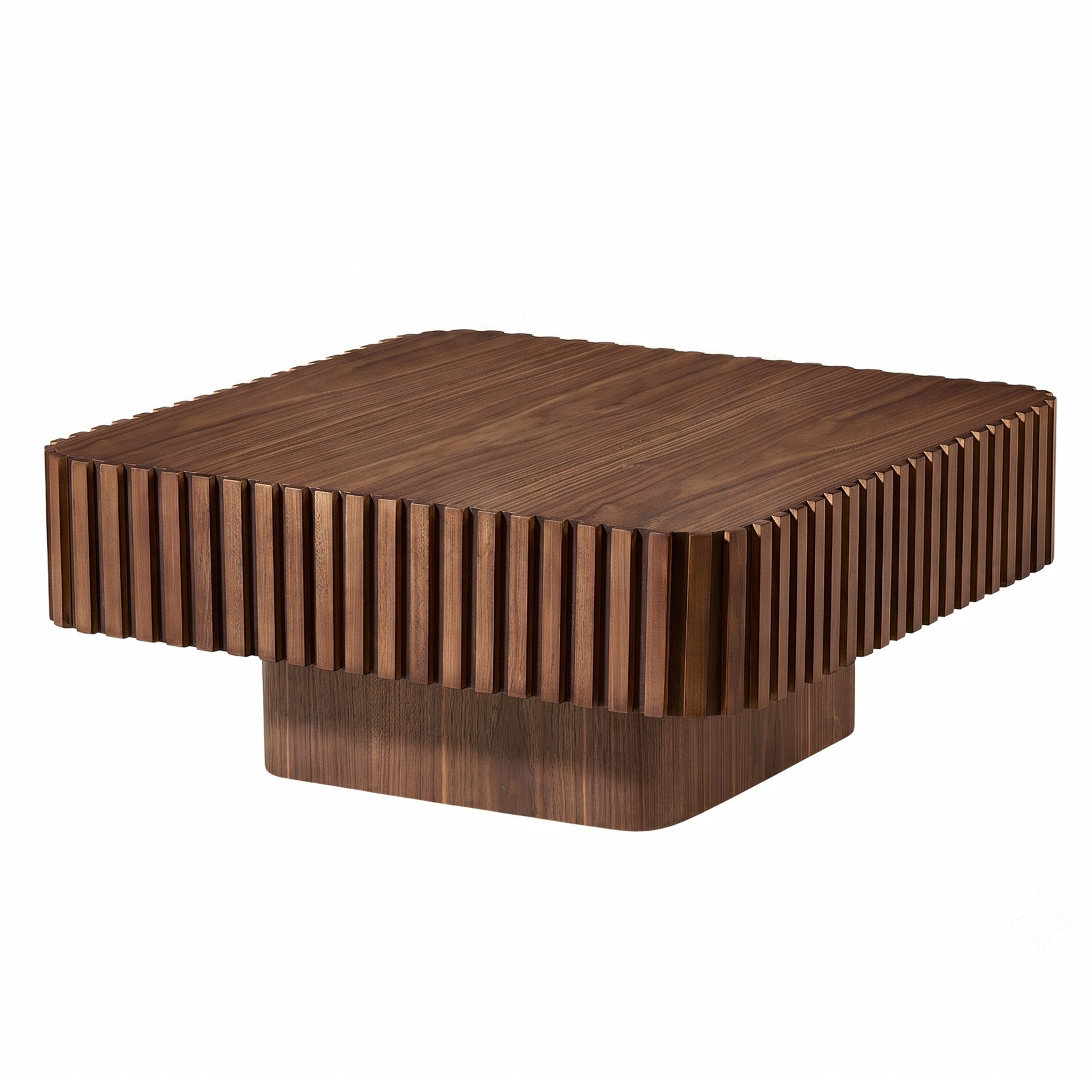 COUCHTISCH Quadratisch in Walnuss-Optik Edles Rillen-Design & Handarbeit - Walnussfarben, Holzwerkstoff (80/80/35cm) - Urban Meuble