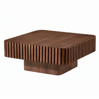 COUCHTISCH Quadratisch in Walnuss-Optik Edles Rillen-Design & Handarbeit - Walnussfarben, Holzwerkstoff (80/80/35cm) - Urban Meuble