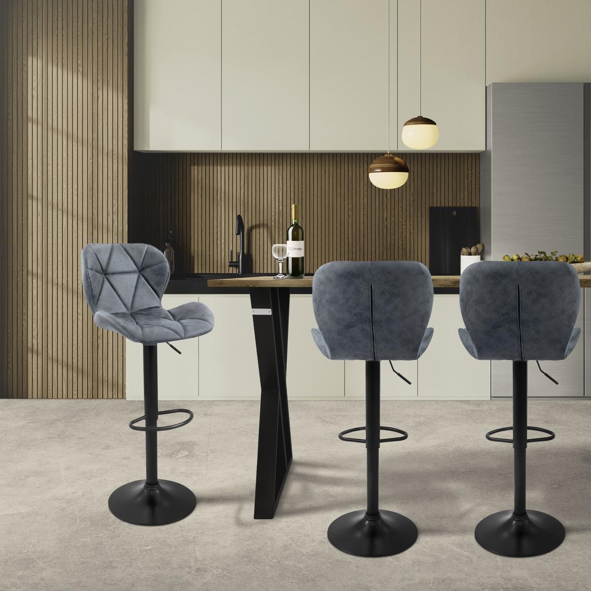 BARHOCKER 2er Set Anthrazit aus Kunstleder höhenverstellbar/drehbar - Anthrazit/Schwarz, Metall (41/110/47cm) - ML-DESIGN