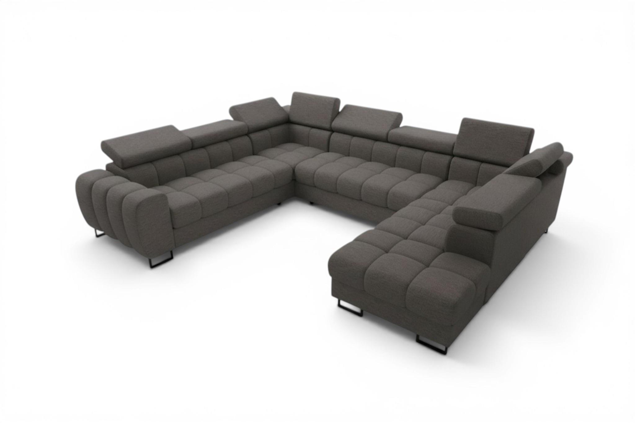 WOHNLANDSCHAFT Bastien Xl - Dunkelgrau, Holzwerkstoff/Textil (350/95/265cm) - Fun Möbel