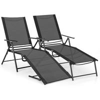 SONNENLIEGE Schwarz(2er-Set) - Schwarz, Metall (189/65/64cm) - COSTWAY