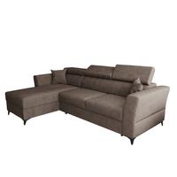 ECKSOFA L Form Ribella Bronze 265/180/100 cm Links mit Schlaffunktion - Schwarz/Bronzefarben, Textil/Metall (180/265cm) - AX Living