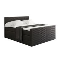 BOXSPRINGBETT mit Matratze und Lattenrost - VEXA-Z KING-200x200 - Schwarz Kunstleder - Schwarz, Holzwerkstoff (200/200cm) - ALTDECOR